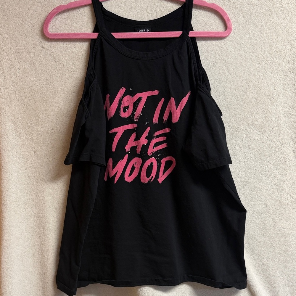 torrid Black Tank with Pink Brushstroke Graphic